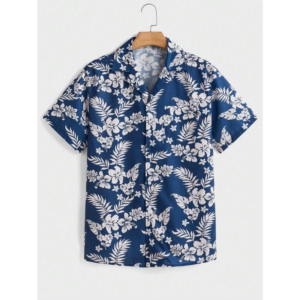 

Летняя мужская новая рубашка с короткими рукавами и тропическим 3D-принтом, гавайский повседневный повседневный стиль, большой размер XL