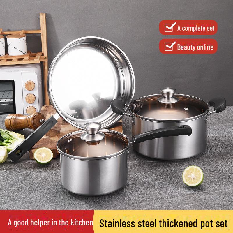 304 Stainless Steel Double-Layer Insulated European Coffee Cup Set - 3-Piece