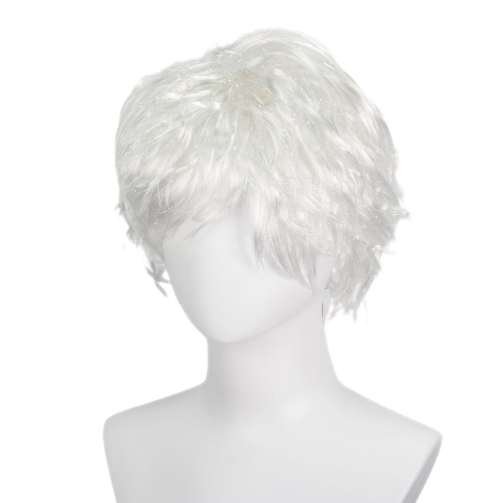 Novel four color men short curly rain silk wig synthetic dress up wigs for women and men cosplay costume party gifts