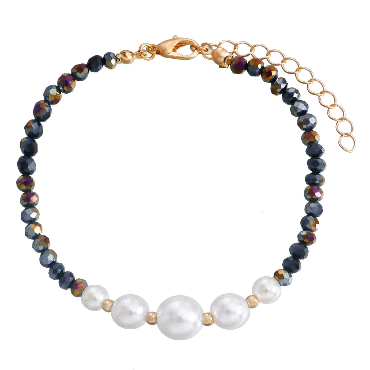 

Black crystal imitation pearl necklace summer design sense clavicle chain temperament retro 1111 new personalized neck chain