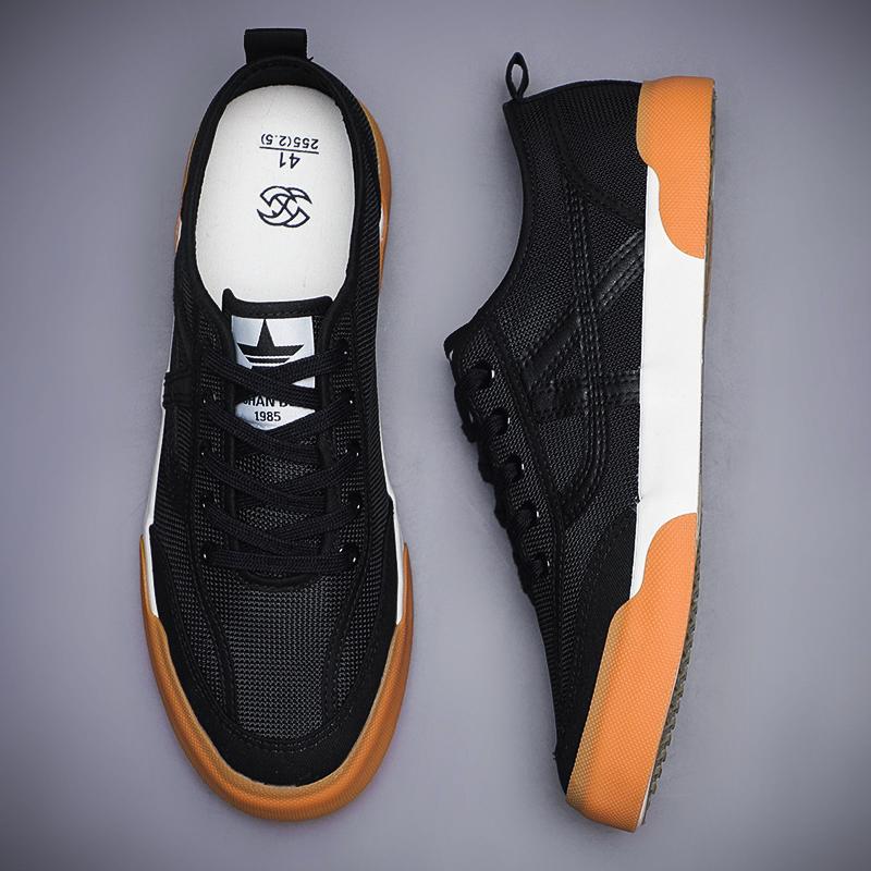 

Модная Новая Мужская Холщовая Обувь С Сеткой Корейская Версия Тренд Дышащая Высокого Качества Повседневная Обувь Кеды На Шнуровке SS25618 38 чёрный