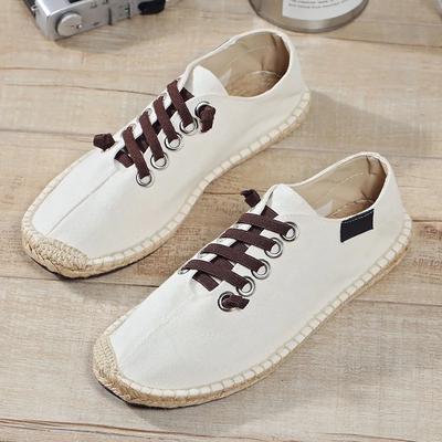 Fashion Canvas Shoes Men Flat Casual Footwear Breathable Hemp Lazy Shoes Cool Young Man Cloth Footwear Black Blue Men Casual Shoe
