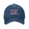 Tuo Padre È Il Mio Cardio Cappellino da Baseball Lavato Divertente Moda Sun Cappellino Trucker Estivo Donna Uomo Sport all'Aperto Cappellini