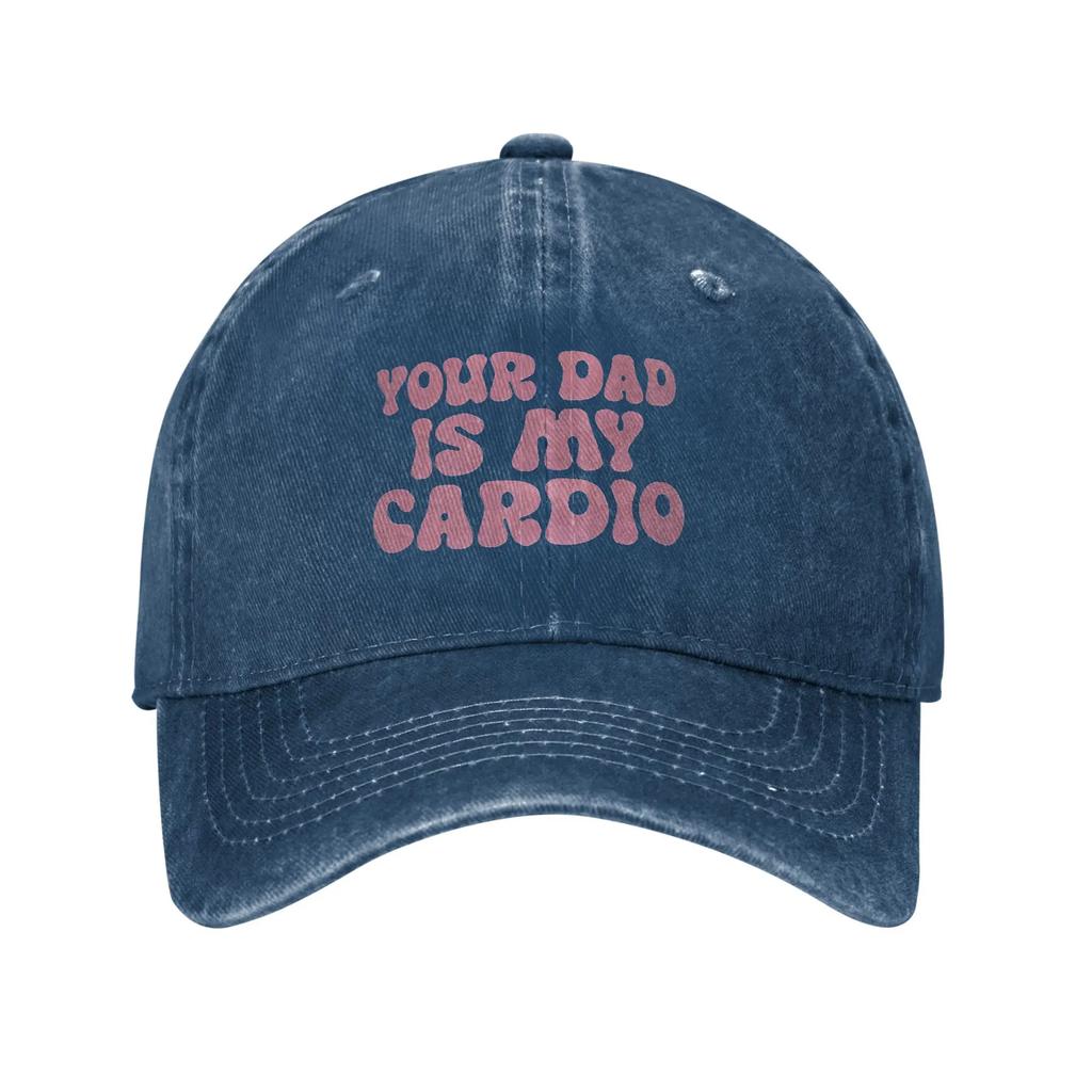 Tuo Padre È Il Mio Cardio Cappellino da Baseball Lavato Divertente Moda Sun Cappellino Trucker Estivo Donna Uomo Sport all'Aperto Cappellini