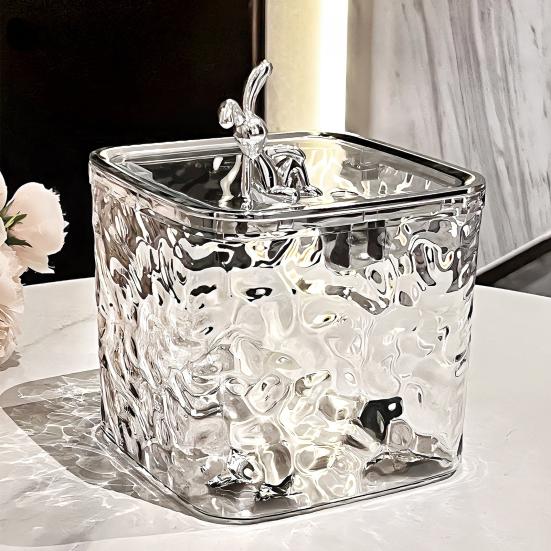Transparent Storage Box Desktop Organizer with Press Type Lid Dressing Table Storage Case for Keys Trinkets Hairpins Scrunchies