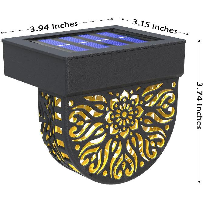 Solar Fence Lights 6 Pack Solar Deck Lights Waterproof LED Solar Powered Step Lights Wall Lights Outdoor Decorations Warm Yellow Light Decorative