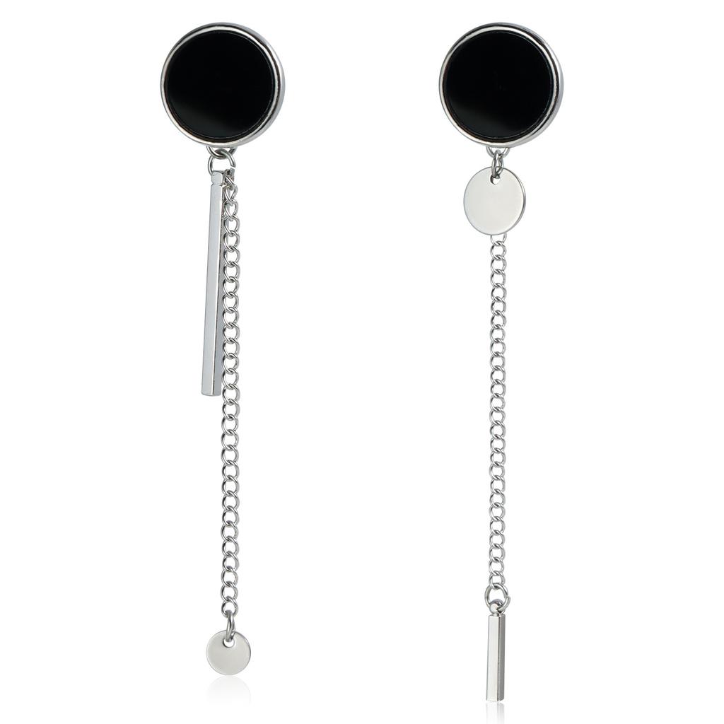 European and American Jewelry Geometric Thick Chain OT Buckle Round Black and White Fritillary Collarbone Chain Simple Personalized Necklace