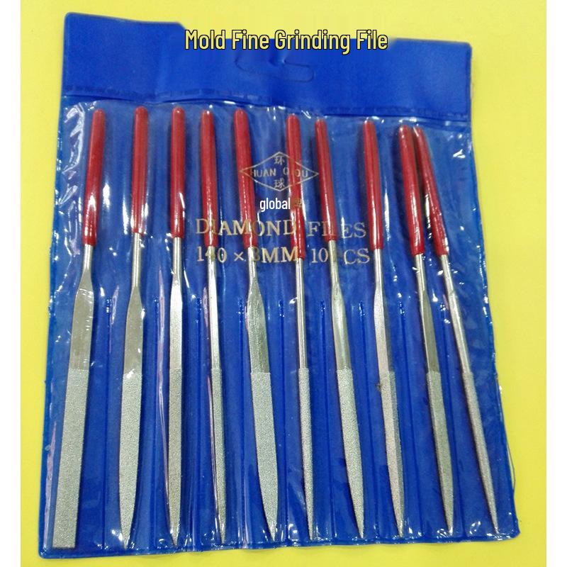 10-Piece Diamond File Set: Assorted Mold, Fine Grinding, Flat & Shaping Files 140#