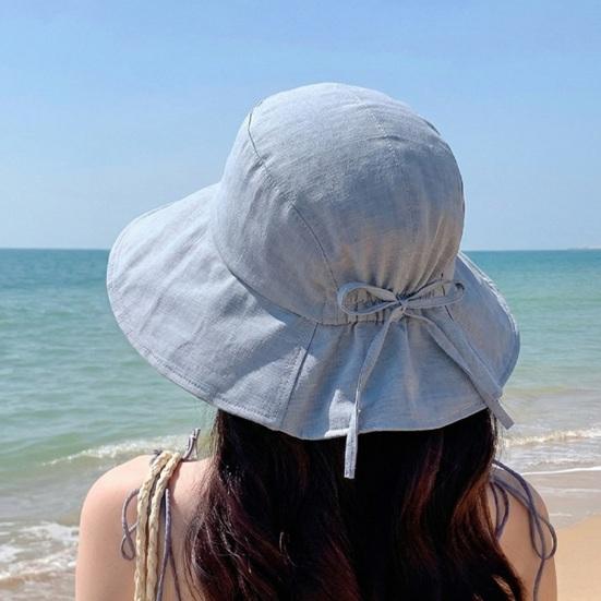 Bucket Hat Wide Brim Adjustable Fit Lace-up Fisherman Hat Foldable Travel Outdoor UV Blocking Windproof Sun