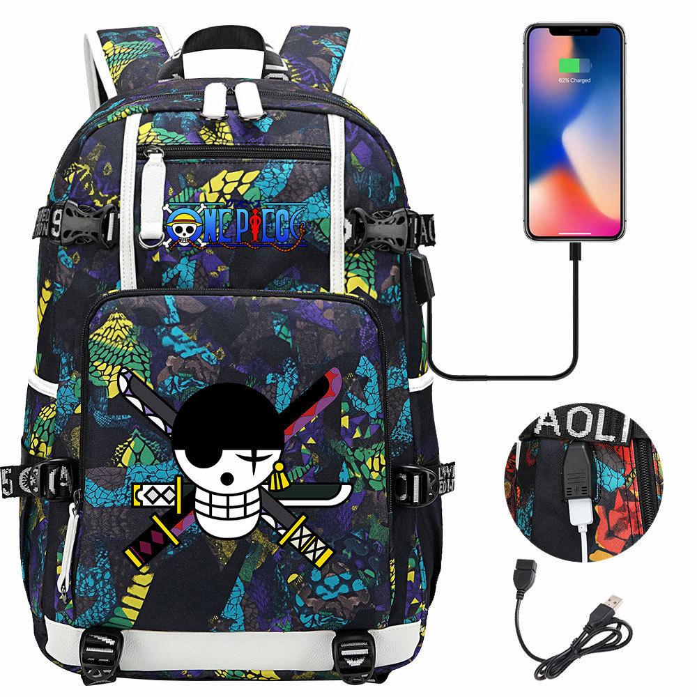 RiMan ONE PIECE Luffy Printed Teen Student School Bag Large Capacity Men's and Women's Leisure Travel Backpack