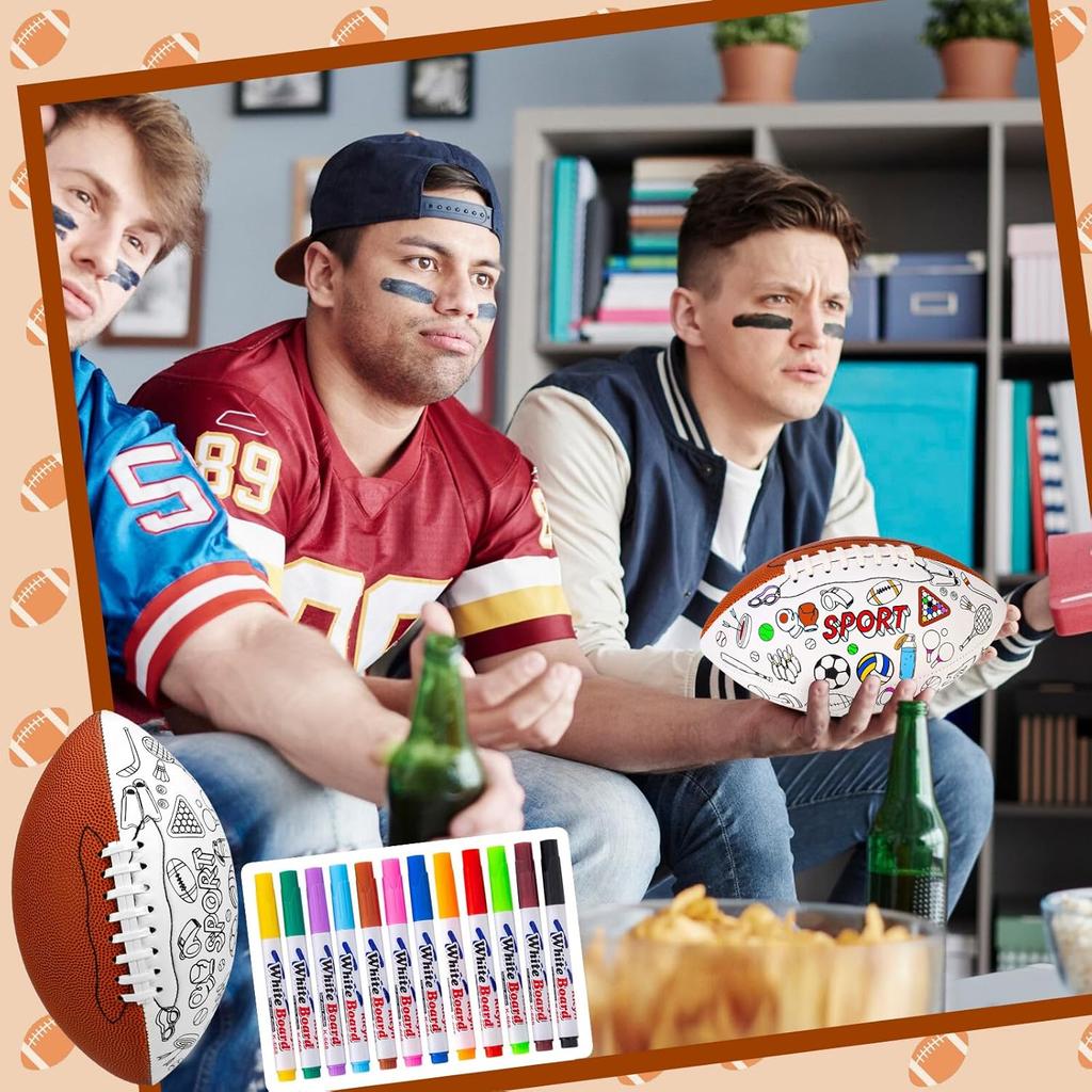 Size 6 Kids Football Custom Color Youth Football Color Your Own Footballs Includes Air Pump 12 Pcs Makers DIY Coloring Footballs Craft Gifts 10.4