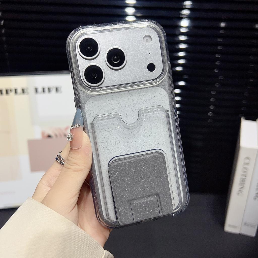 Applicable To iPhone17ProMax Glitter Card Bag, Mobile Phone Case, Apple 16Pro Bracket 15 Anti-drop Protective Case.
