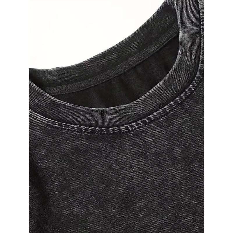European Size of Men's Linear Moon Washed TShirt, Summer Bleached Top, Vintage Loose Bleached Casual Tee,Casual Wear, Relaxed Fit, Loose Fit Shirt