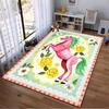 Pink Horse and Yellow Roses Printed Carpet with Floral Green Border Suitable for Use As an Anti-slip for Living Room Bedroom Sofas