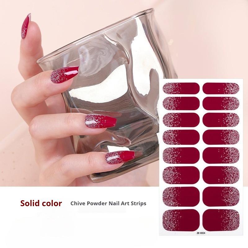 Autocollants d'ongles film vernis à ongles pailleté dégradé couleur unie, autocollants d'ongles les plus vendus, couverture complète