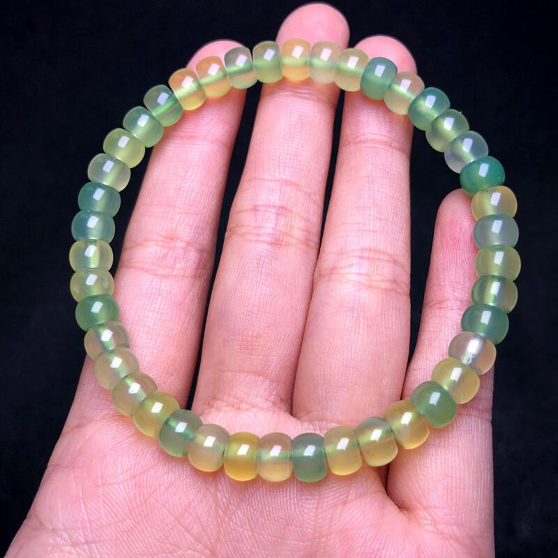 Green Agate Spacer Beads Bracelet - Thick Single Strand for DIY Wenwan Accessories