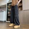High Quality Ice Silk Waterproof Zipper Multi Pockets Casual Pants Men Solid Straight Elastic Waist Trousers Loose Cargo Pants