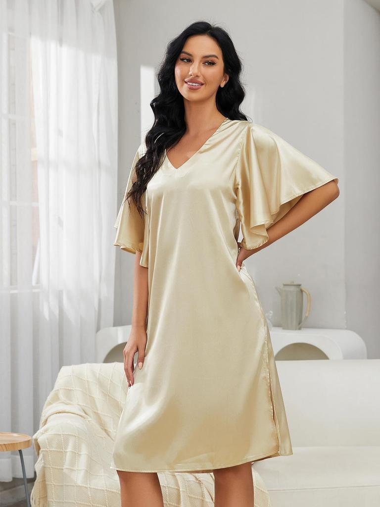 Cross-border Pajamas Women's Summer High-end Ice Silk Sexy Loungewear Short-sleeved Pajamas Women