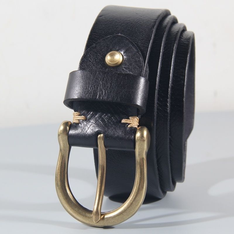 

Ремень Мужской Пряжка-подкова Кожаный Ремень с пряжкой-пином Первый слой Чистая коровья кожа Медная пряжка Ремень Мужской Средне-зеленый Джинсы С трендом 125 чёрный