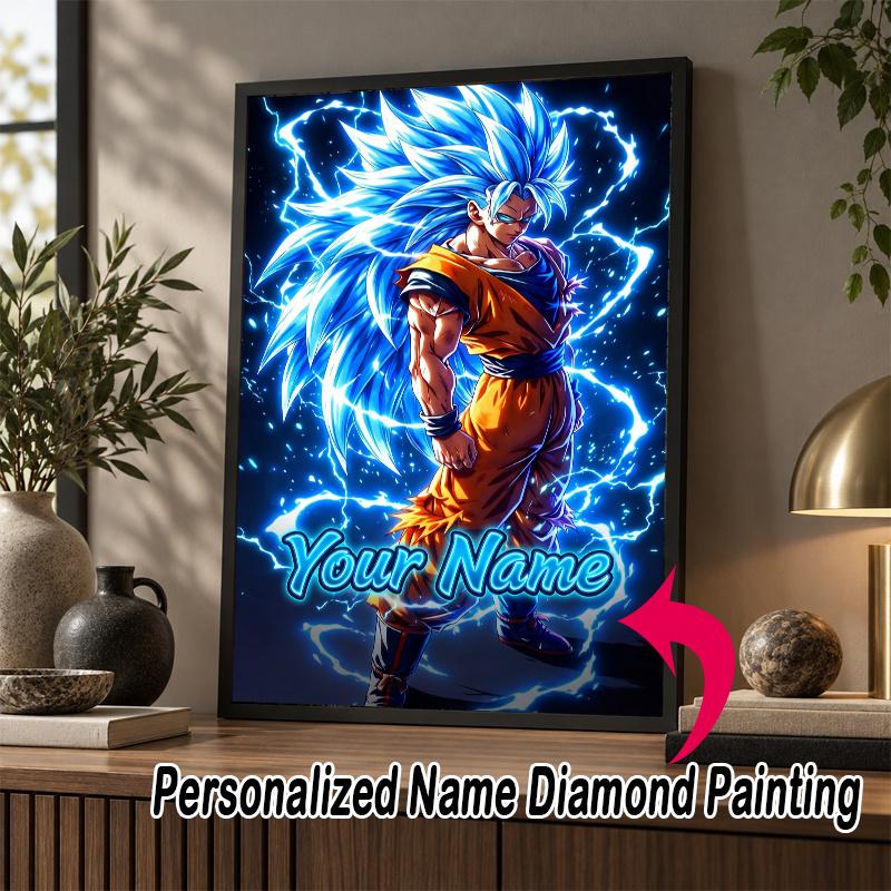 Personalized Gogeta Diamond Art Custom Name 5D Diamond Painting Full Drill DIY Craft