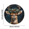 Vintage Reindeer Christmas Metal Wall Art 8x8 Inch Round Tin Sign For Bar Cafe Club Room Decor