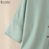 ZANZEA Women Turn Down Collar 3/4 Sleeve Loose Embroidery Blouse