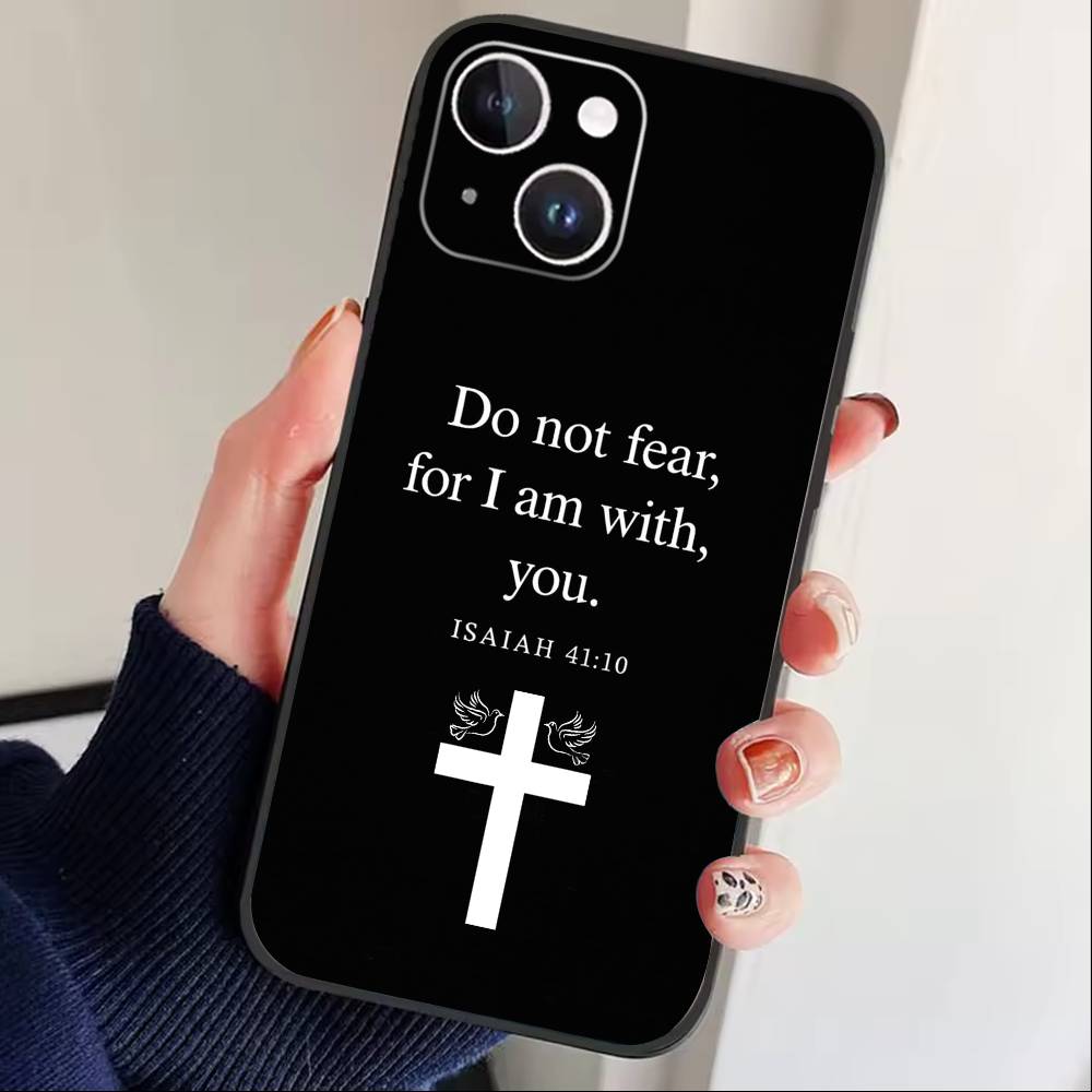 Bible Verse Jesus Christ Christian Phone Case For iPhone 16,15,14,13,12,17,Pro Max,Plus Silicone Black Case