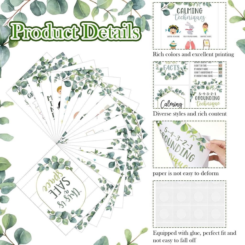 Harloon 20 Pcs Calming Corner Classroom Posters Mental Health Posters Therapy Office Feelings Chart Home Preschool Elementary Classroom Educational