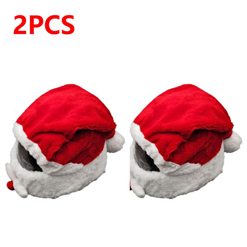 1/2PCS Cartoon Motorcycle Helmet Cover Plush Christmas Santa Claus Hat Cover Decorations Cosplay Props Motorcycle Accessoories