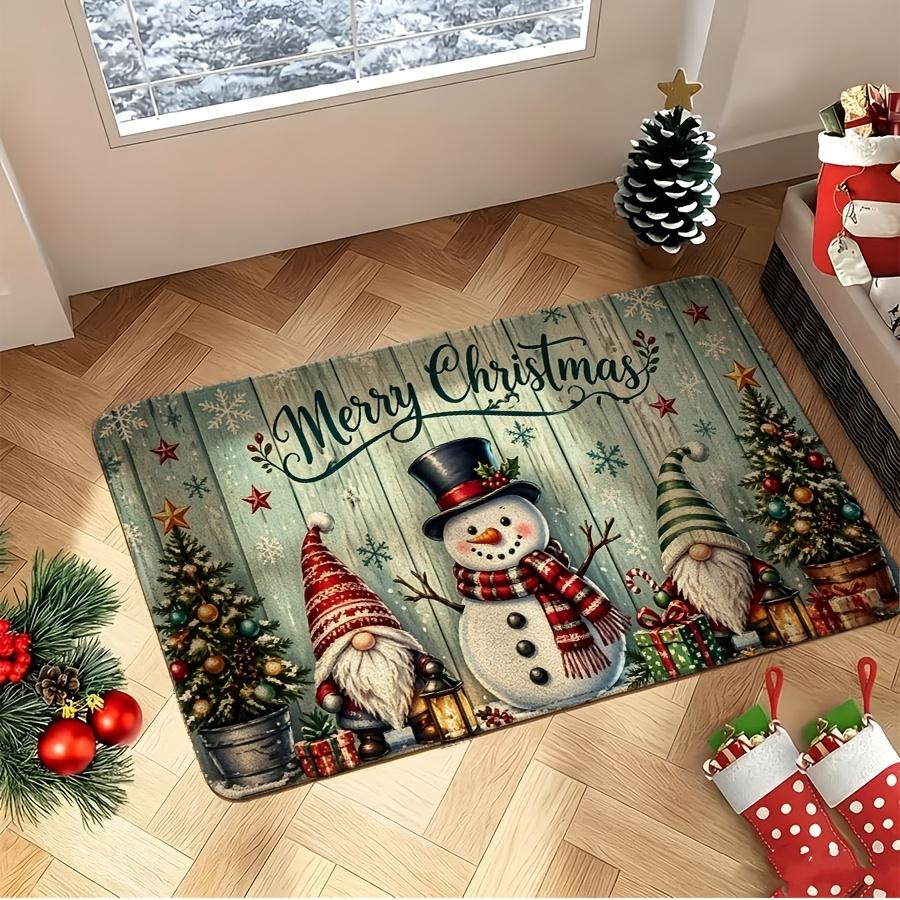 Three Christmas Gnome Print Door Mat Villa Front Entry Patio Sliding Door Home Decor Backyard Seasonal Floor Mat welcome mat
