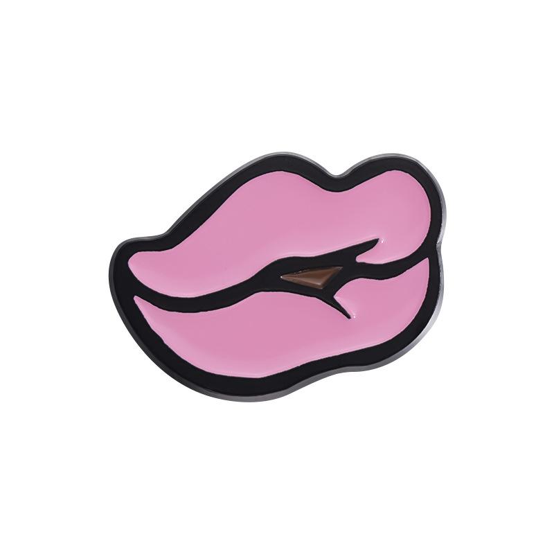 Character Delightful Anime Brooch In Alloy Material With Cute Bow And Lip Inspired Design