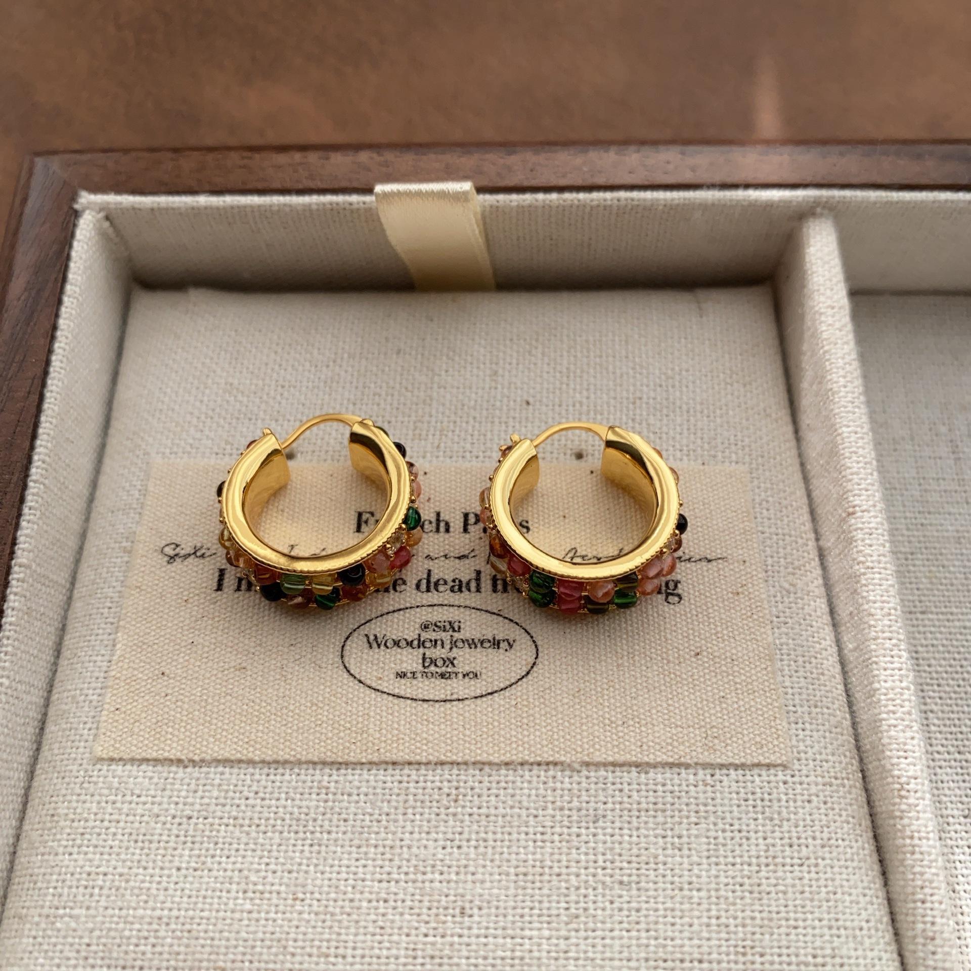 Colorful spar earrings earrings French unique natural smart gorgeous earrings