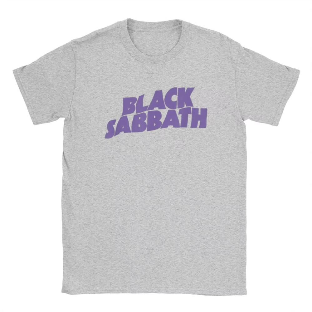 Black Purple Logo T-Shirts for Men British Rock Band Cool Sabbathes Novelty Cotton Tees O Neck Short Sleeve T Shirt Gift Clothes