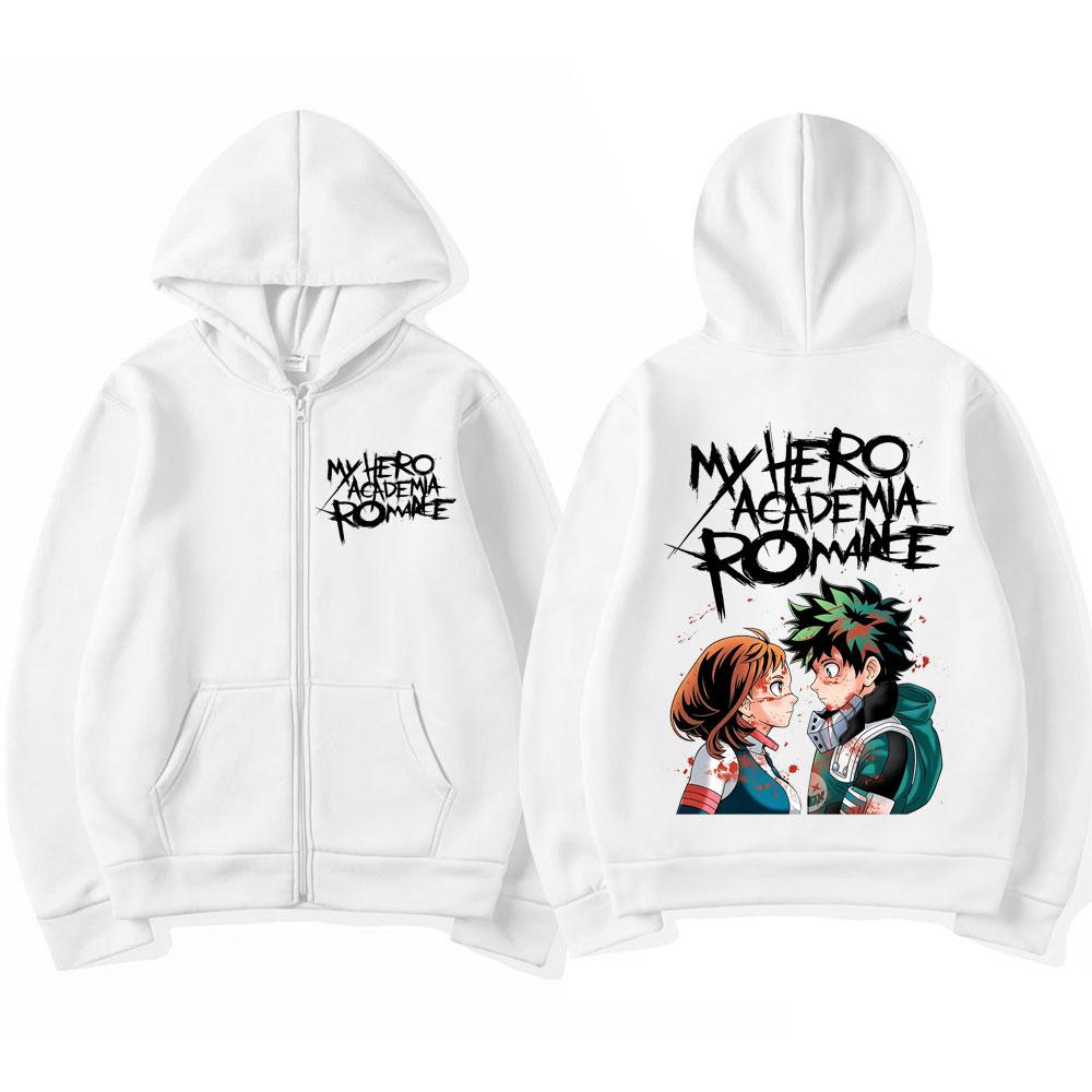 Anime My Hero Academia Midoriya Izuku Deku OCHACO URARAKA Zipper Hoodies Men Fashion Long Sleeves Zip Up Sweatshirts Coat Jacket