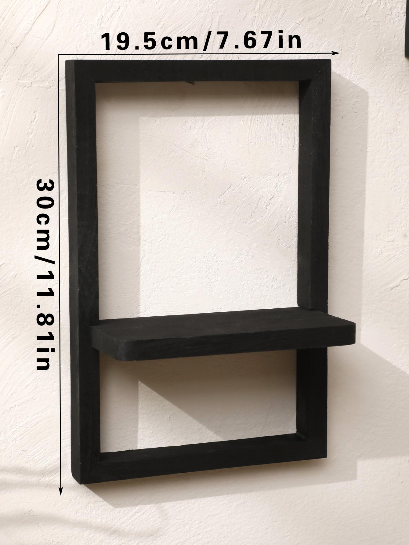 Black Wooden Floating Wall Shelf Square