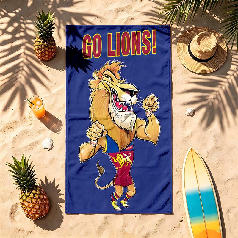 Brisbane Lions (5) Thema Strandtuch Sandabweisend Weich Und Bequem Geeignet Für Den Pool Camping Yoga Und Tauchen Ein Reise-Essential