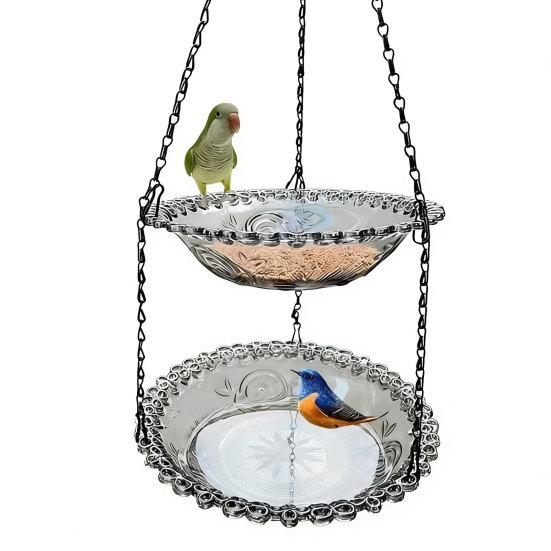 Hanging Bird Bath And Feeder Outdoor Bird Bath Feeder Bowl Bird Bath Bowl Attracts Wild Birds for Garden Yard Decor