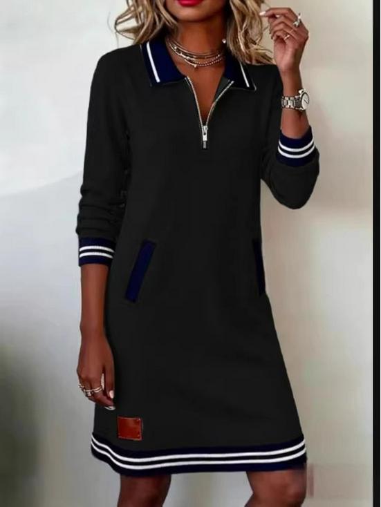 Europäisches und Amerikanisches Lässiges Damen-Reißverschluss-Langarm-Kapuzenpullover-Kleid
