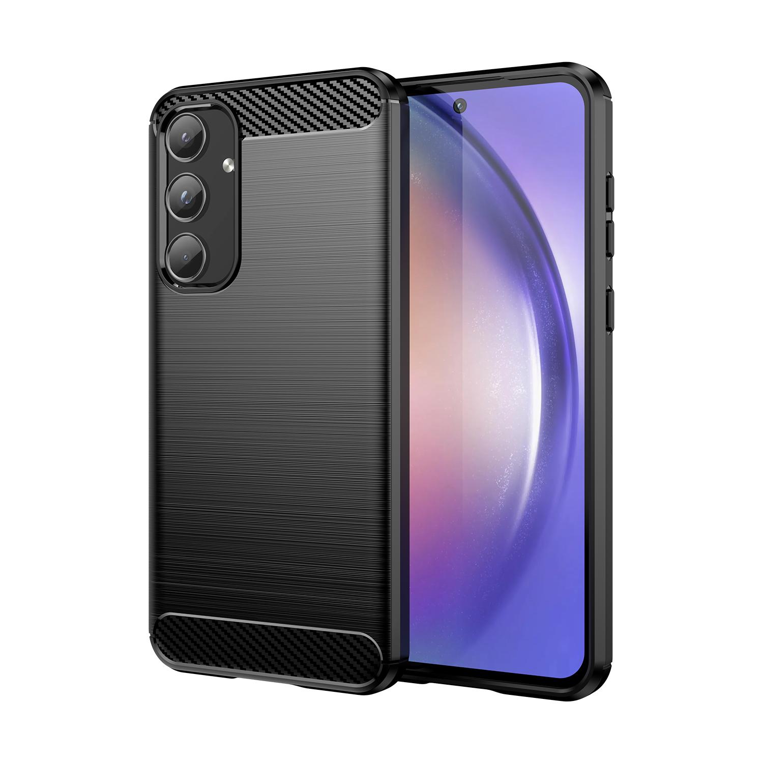 

Для Samsung Galaxy A55 чехол для телефона роскошный карбоновый чехол для galaxy a55 противоударные матовые чехлы Coque Fundas Galaxy A55&For Galaxy A55 чёрный