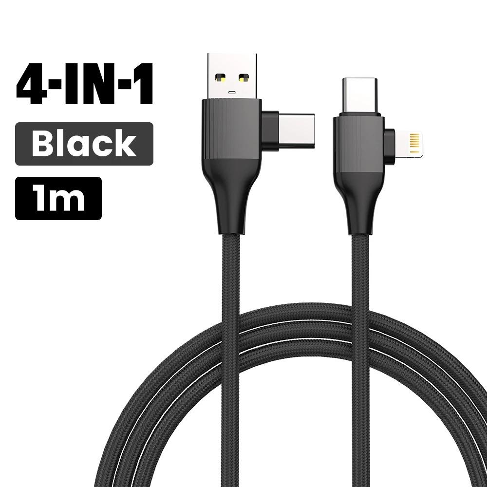 Cablu de încărcare USB C 5-în-1 Cablu de încărcare Tip C Cablu 4 în 1 USB Tip C Încărcare rapidă PD 65W 27W pentru IPhone Samsung Xiaomi