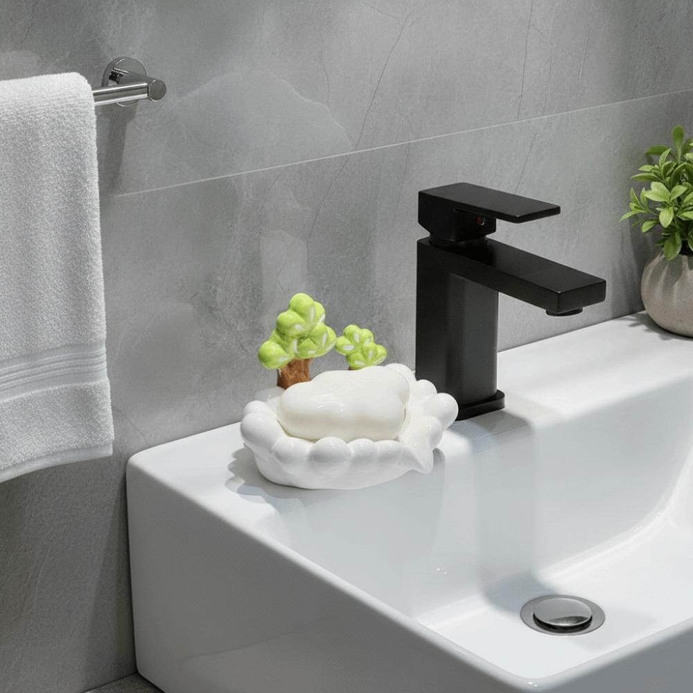 Self Draining Soap Draining Container Portable Soap Dish Tray Ceramic Soap Plate  Household