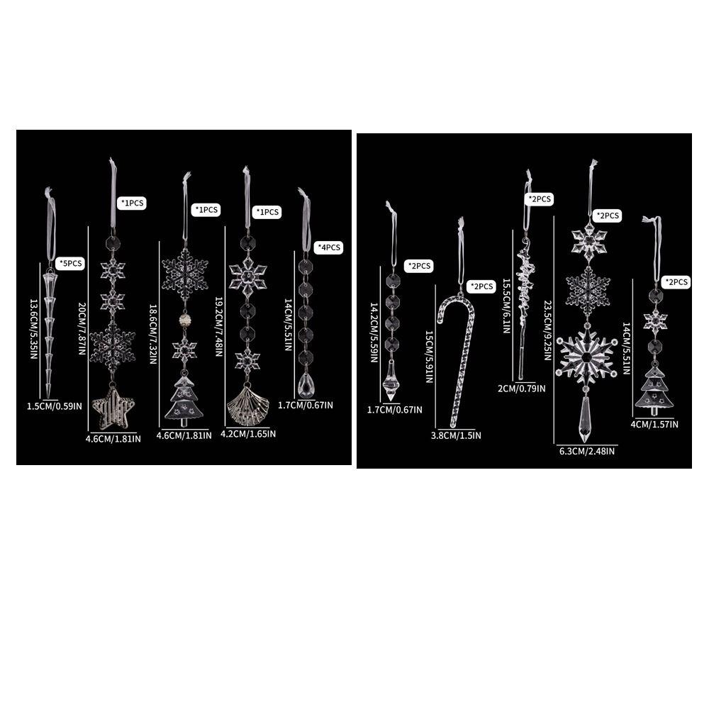 10/12pcs DIY Christmas Crystal Pendant Clear Acrylic Xmas Hanging Decoration New Year