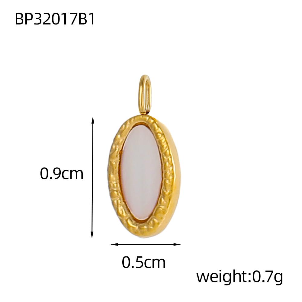 CARLIDANA Hot Sale DIY Jewelry Accessories Gold Plated White Shell Oval Charms Pendant Non Tarnish Stainless Steel Women