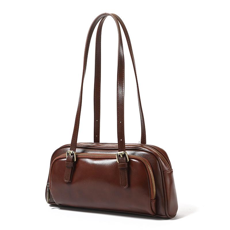 Jednoramenní podpažní bageta z vrchní vrstvy kůže, ruční crossbody bowlingová taška
