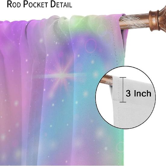 Rainbow Curtain Colorful Tie Dye Pastel Curtains Room Decor for Children Girls Room Living Room Bedroom Blackout Rod Pocket Printed Window Drapes 2