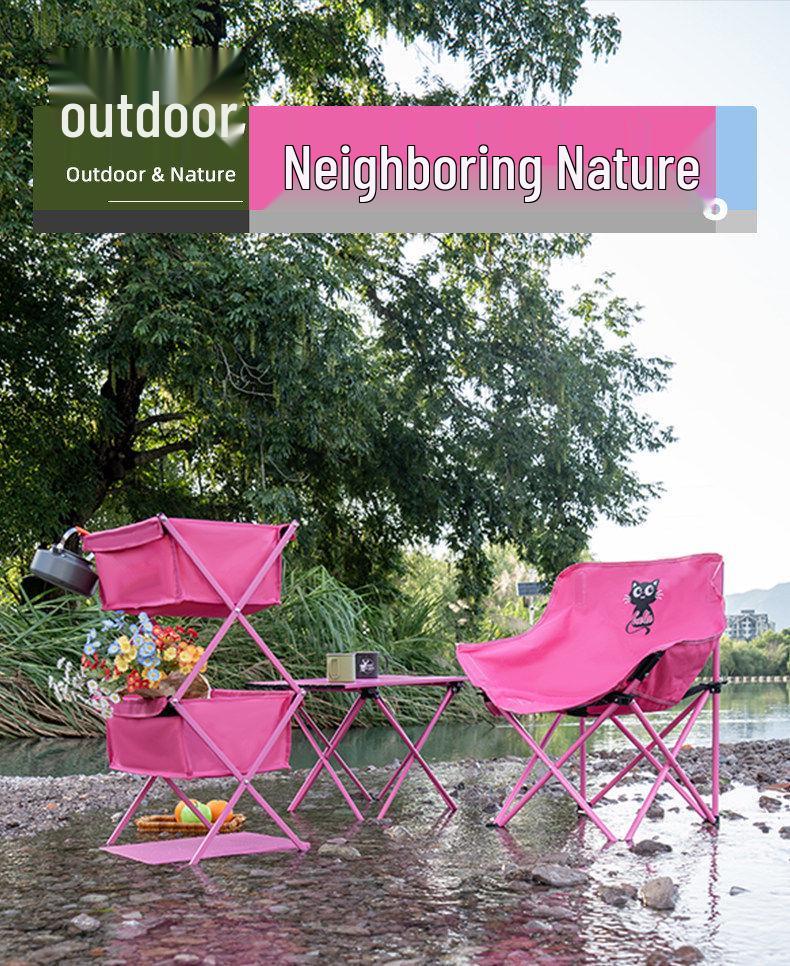 Portable Multi-layer Camping Storage Rack and Folding Table with Cloth Bag