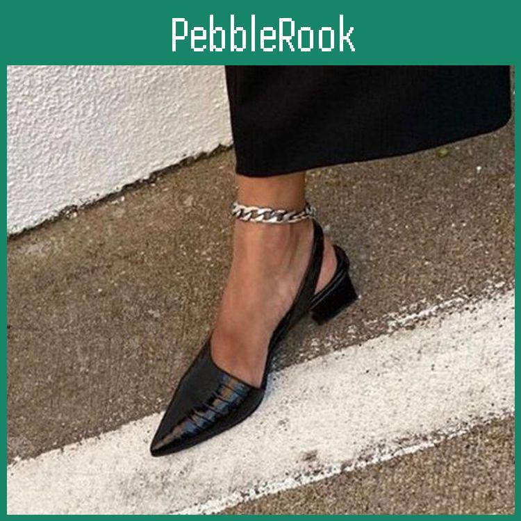 Leather Women Pointed Toe Vintage Shoes Pumps Spring Summer Party Dancing Slingback Heel Sandals