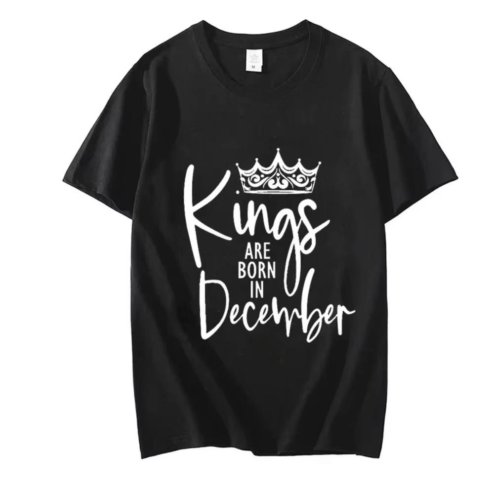 Harajuku Streetwear Kings Are Born In Jan To Feb Tees Birthday Party T-shirts Kings Tshirts Summer Men's Short Sleeve T Shirts