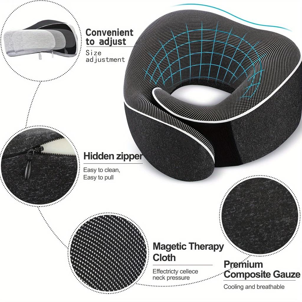 Travel Neck Pillow, Memory Foam U-shaped Pillow,Healthcare Memory Foam Neck Cervical Airplane Pillow Neck Cushion