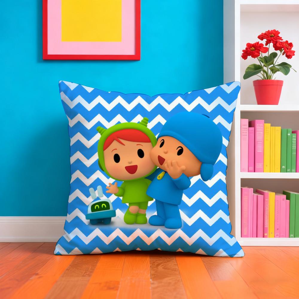 Cartoon Cute P-Pocoyo Pillow Case Plush Fabric Soft Double-Sided Printed Sofa Warm Winter Home Gift Cushion Cover